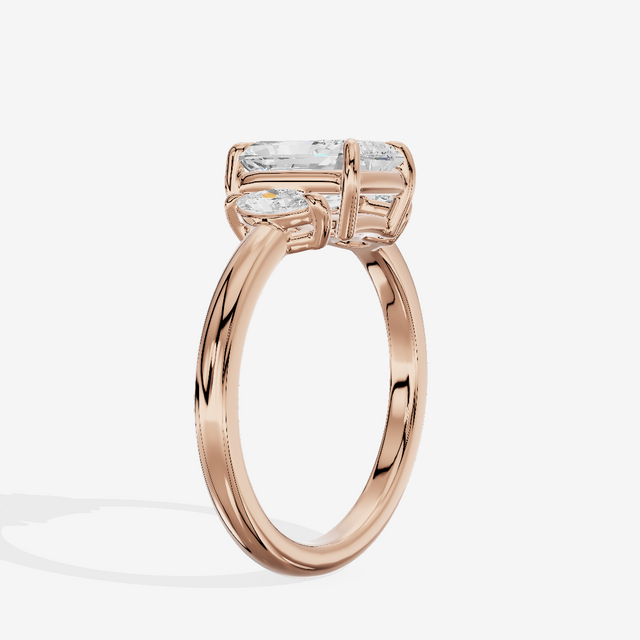 Classic Sincere Three Stone Radiant Engagement Ring (1/3 ct. tw.) in 18K Rose Gold