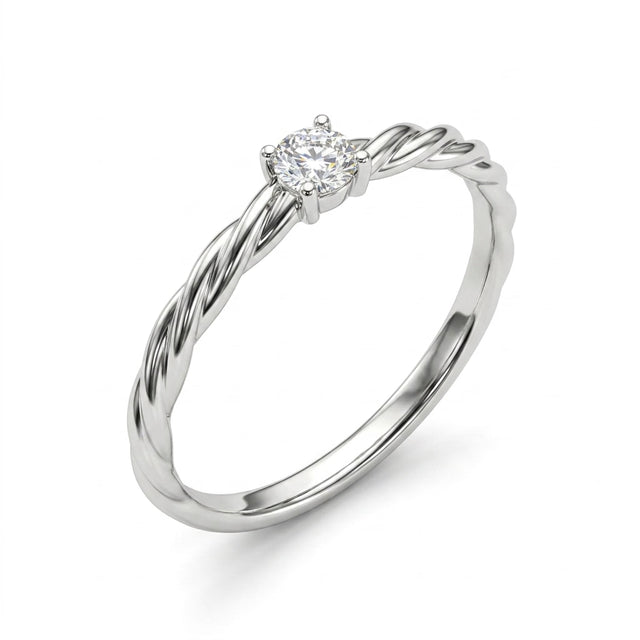Low Profile Solitaire Twist Round Wedding Band (1/10 ct. tw.) in 18K White Gold