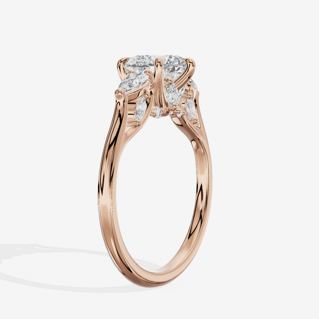 Classic Vowsae Three Stone Heart Engagement Ring (3/5 ct. tw.) in 18K Rose Gold
