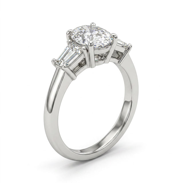 Three Stone Oval Engagement Ring (3.24 ct. tw.) in 18K White Gold