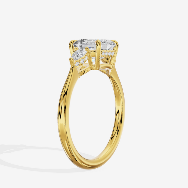 Petite Vowsae Three Stone Asscher Engagement Ring (1/4 ct. tw.) in 14K Yellow Gold