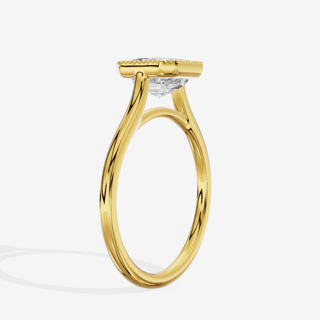 Modern Coeurine 1.5mm Asscher Bezel Engagement Ring in 14K Yellow Gold