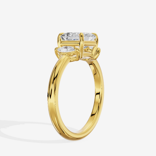 Classic Sincere Three Stone Asscher Engagement Ring (1/3 ct. tw.) in 14K Yellow Gold
