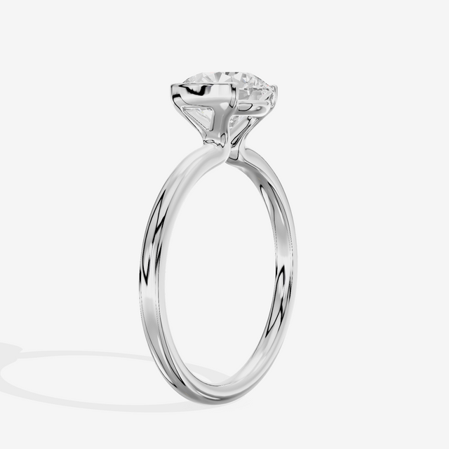 Sincere Bezel 1.8mm Round Solitaire Engagement Ring in 18K White Gold