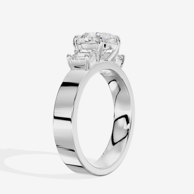 Vintage Vowsae Three Stone Cushion Engagement Ring (1/2 ct. tw.) in 18K White Gold