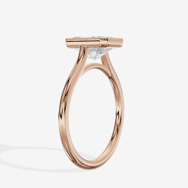 Modern Coeurine 1.5mm Radiant Bezel Engagement Ring in 18K Rose Gold