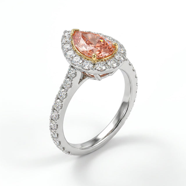 Halo Pavé Pear Engagement Ring (1.5 ct. tw.) in 18K White Gold