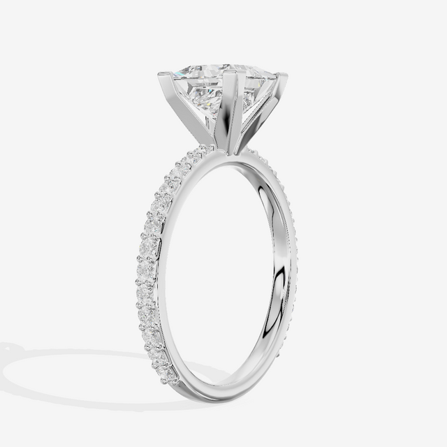 Petite Trellise Princess Engagement Ring with Side Stones (1/3 ct. tw.) in 14K White Gold