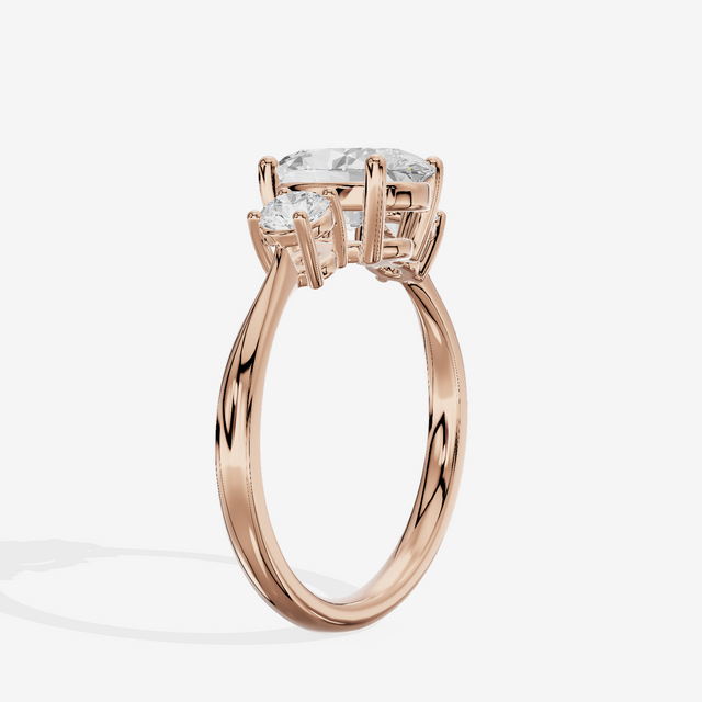Grand Sincere Three Stone Oval Engagement Ring (1/3 ct. tw.) in 14K Rose Gold