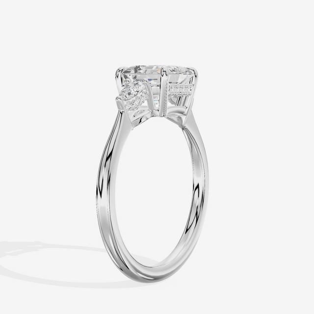 Petite Vowsae Three Stone Asscher Engagement Ring (1/4 ct. tw.) in 18K White Gold