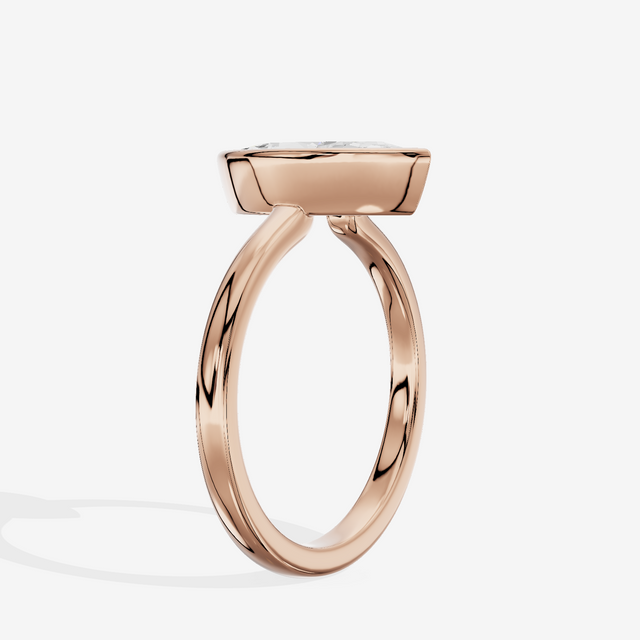 Trellise Bezel 2mm Marquise Solitaire Engagement Ring in 14K Rose Gold