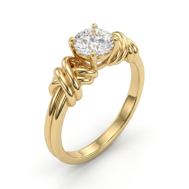 Solitaire Round Engagement Ring (1.02 ct.) in 18K Yellow Gold