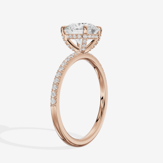 Bowed Sincere Round Engagement Ring with Side Stones (1/4 ct. tw.) in 14K Rose Gold