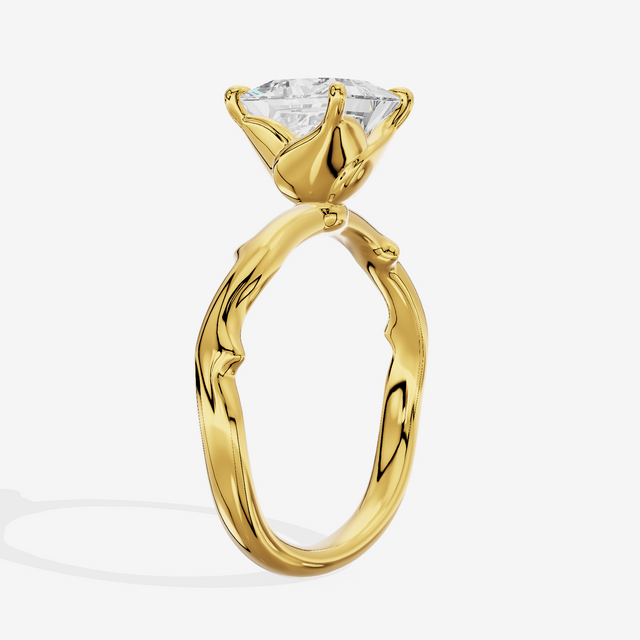 Vowsae Cathedral 2.2mm Princess Solitaire Engagement Ring in 14K Yellow Gold