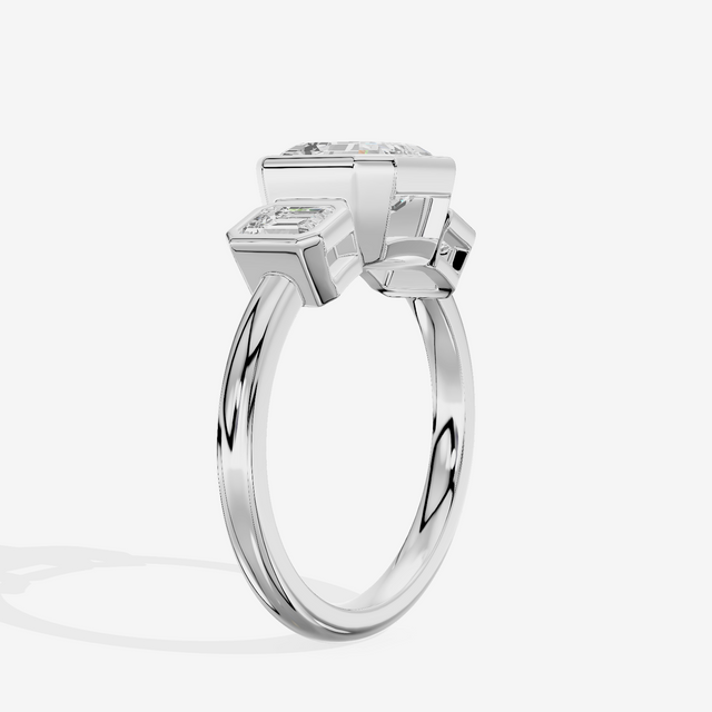 Selenia Three Stone Asscher Engagement Ring (1/2 ct. tw.) in 18K White Gold