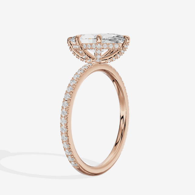 Lustrous Sincere Marquise Engagement Ring with Side Stones (1/3 ct. tw.) in 14K Rose Gold