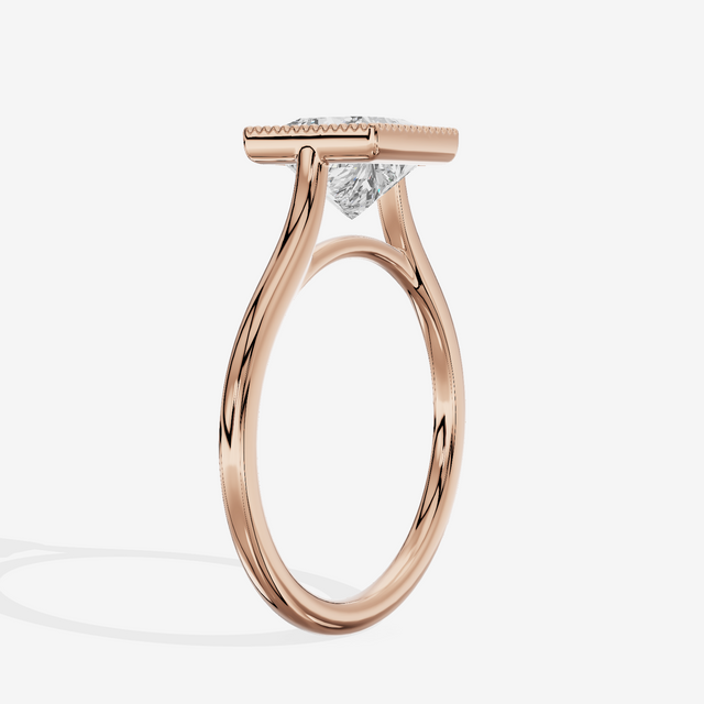 Modern Coeurine 1.5mm Princess Bezel Engagement Ring in 14K Rose Gold