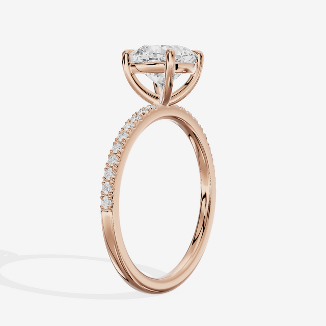 Tender Vowsae Cushion Engagement Ring with Side Stones (1/8 ct. tw.) in 14K Rose Gold