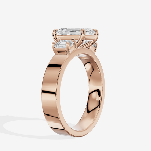Vintage Vowsae Three Stone Emerald Engagement Ring (1/2 ct. tw.) in 18K Rose Gold