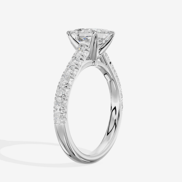 Whispered Sincere Asscher Engagement Ring with Side Stones (2/5 ct. tw.) in Platinum