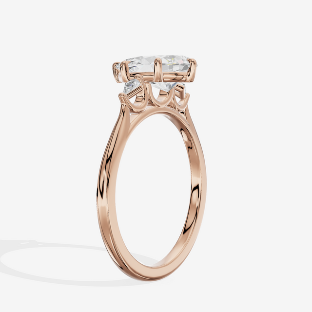 Petite Sincere Three Stone Pear Engagement Ring (1/15 ct. tw.) in 18K Rose Gold
