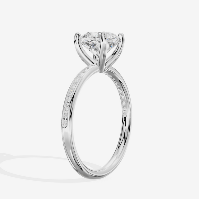 Classic Trellise Cushion Engagement Ring with Side Stones (1/8 ct. tw.) in 18K White Gold