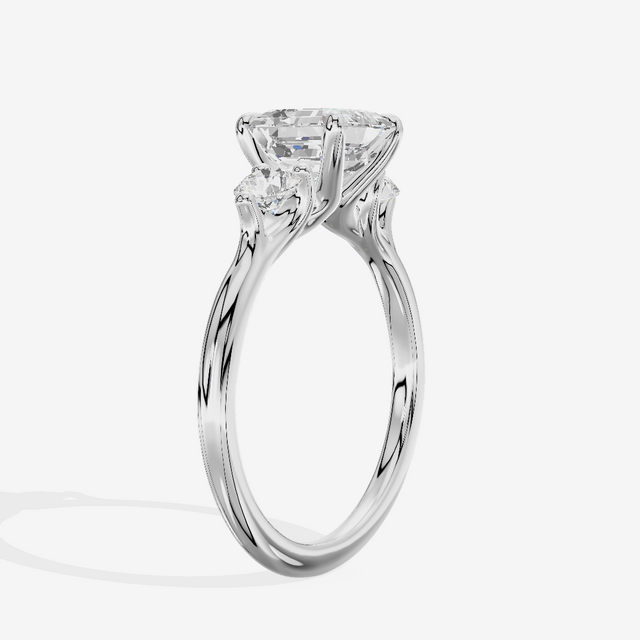 Eternal Vowsae Three Stone Asscher Engagement Ring (1/3 ct. tw.) in 18K White Gold