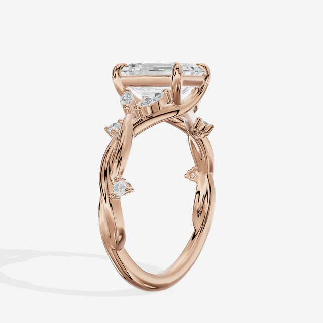 Twined Vowsae Emerald Twisted Engagement Ring (1/6 ct. tw.) in 18K Rose Gold