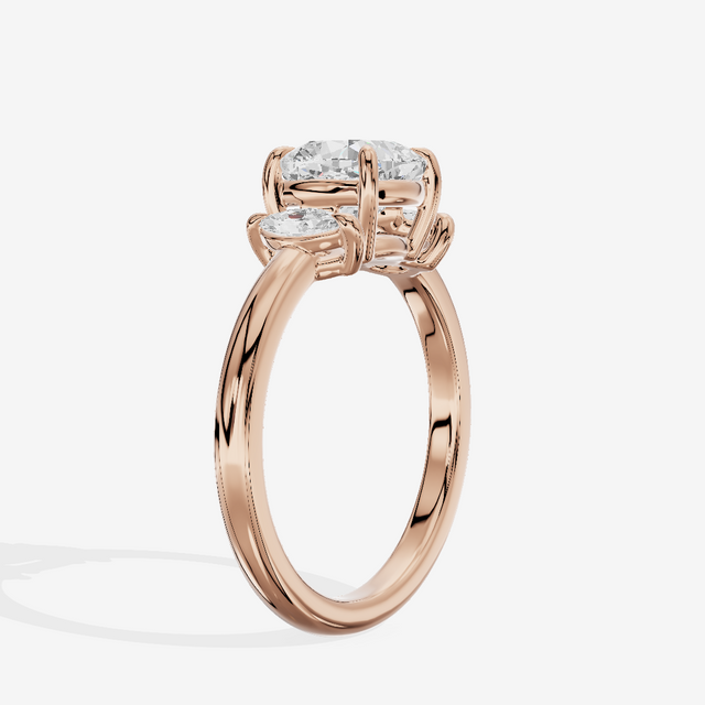Classic Sincere Three Stone Cushion Engagement Ring (1/3 ct. tw.) in 18K Rose Gold