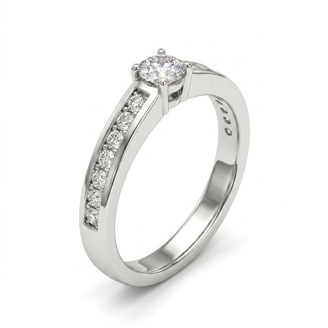 Low Profile Round Wedding Band (1/10 ct. tw.) in 18K White Gold