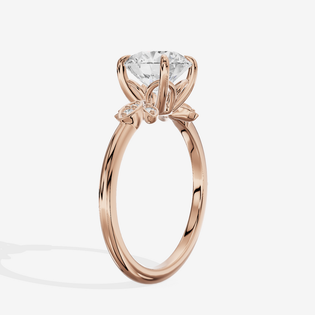 Trellise Round Engagement Ring with Side Stones (1/20 ct. tw.) in 14K Rose Gold