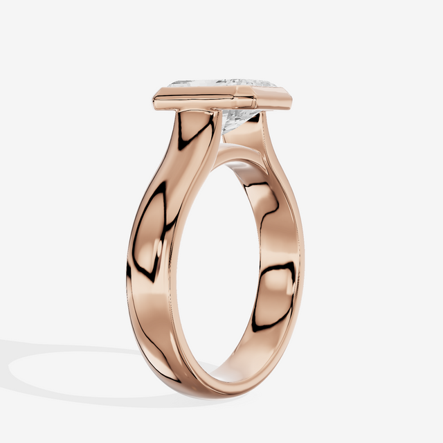Cherubine 4mm Radiant Bezel Engagement Ring in 14K Rose Gold