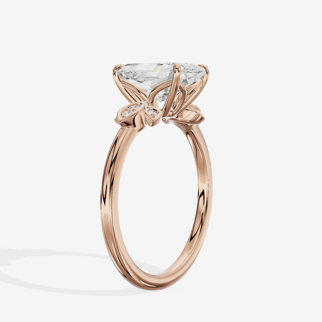 Trellise Radiant Engagement Ring with Side Stones (1/20 ct. tw.) in 14K Rose Gold