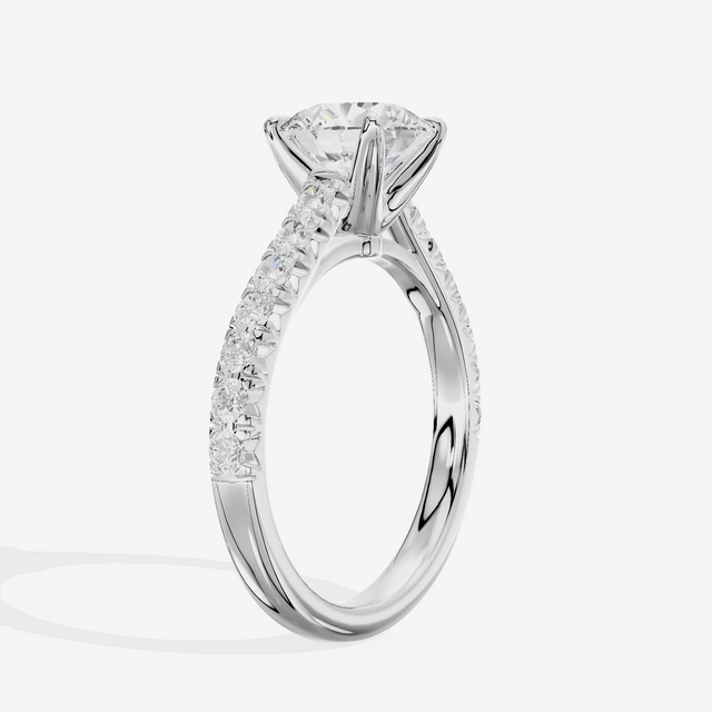 Whispered Sincere Round Engagement Ring with Side Stones (2/5 ct. tw.) in 14K White Gold