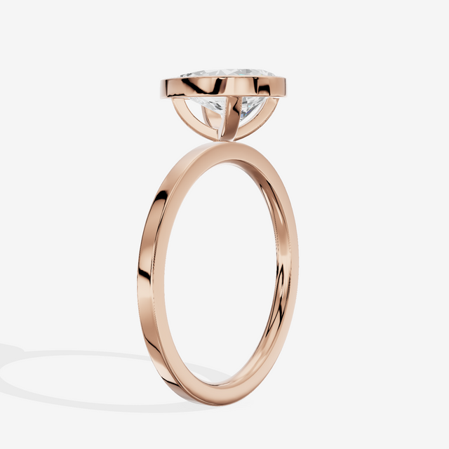 One of One Classic 1.5mm Pear Bezel Engagement Ring in 14K Rose Gold