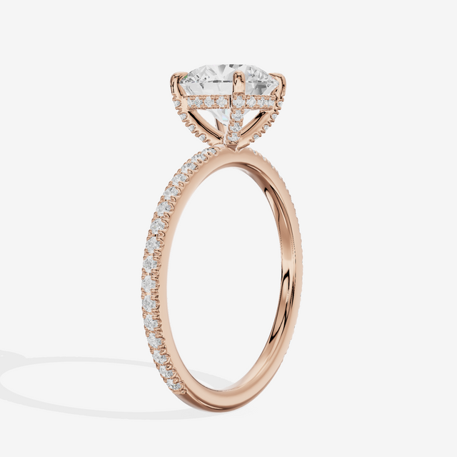 Lustrous Sincere Round Engagement Ring with Side Stones (1/3 ct. tw.) in 14K Rose Gold