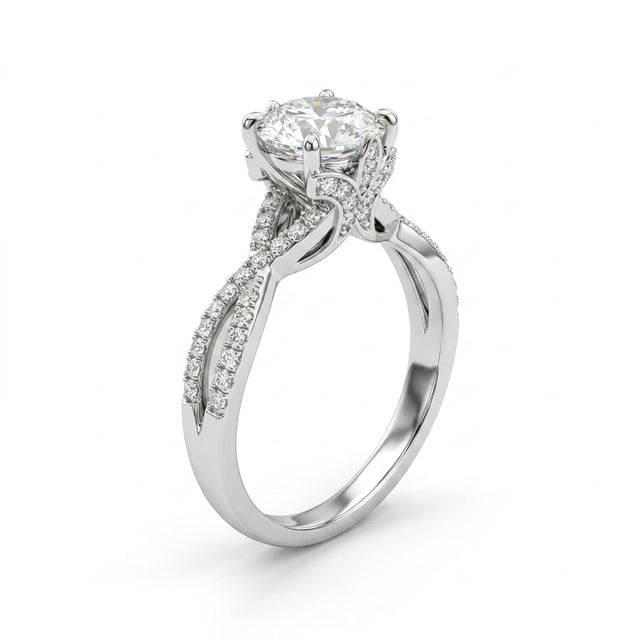 Solitaire Split Shank Round Engagement Ring (5/8 ct. tw.) in 18K White Gold