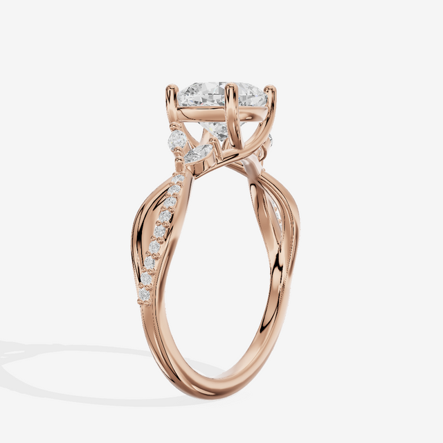 Petite Twine Cushion Twisted Engagement Ring (1/5 ct. tw.) in 14K Rose Gold