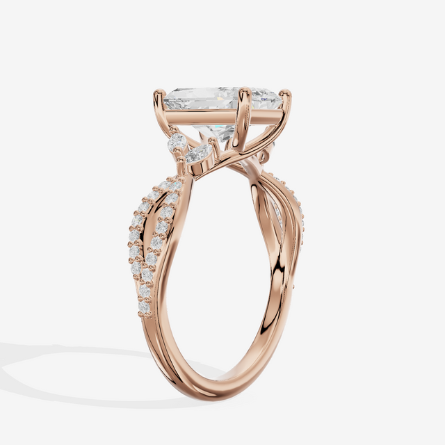 Luxe Lumera Radiant Engagement Ring with Side Stones (1/4 ct. tw.) in 14K Rose Gold