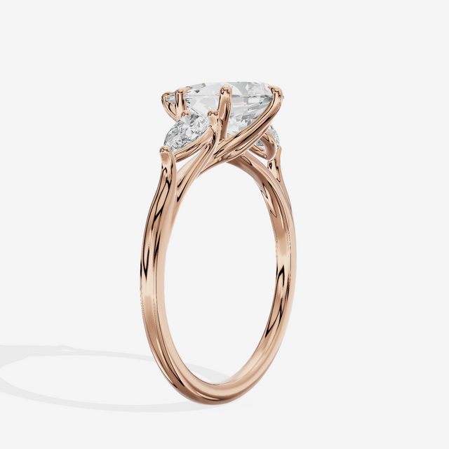 Luxe Sincere Three Stone Pear Engagement Ring (2/5 ct. tw.) in 18K Rose Gold