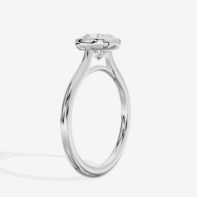 Petite Vowsae 1.5mm Cushion Bezel Engagement Ring in 14K White Gold