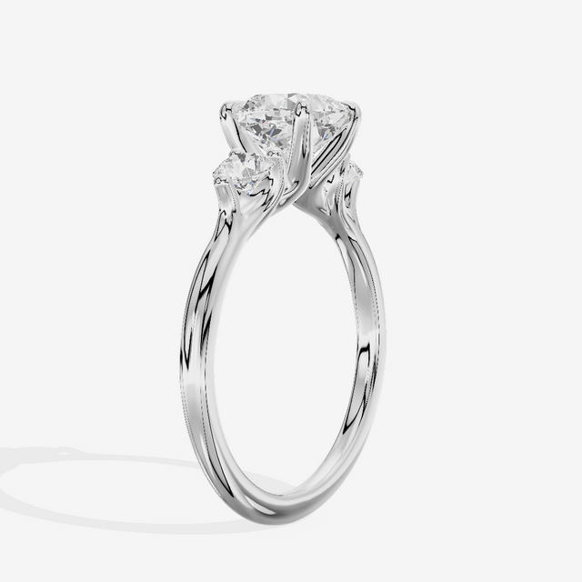 Eternal Vowsae Three Stone Cushion Engagement Ring (1/3 ct. tw.) in 18K White Gold