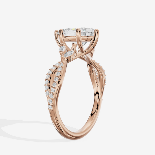 Luxe Lumera Pear Engagement Ring with Side Stones (1/4 ct. tw.) in 18K Rose Gold