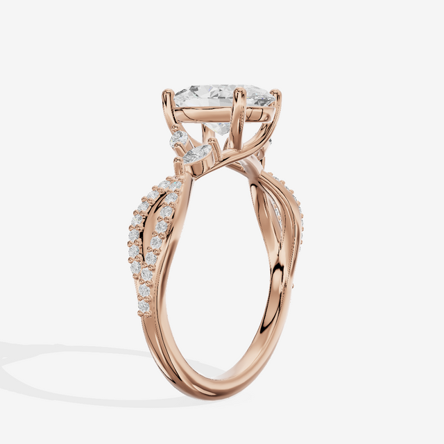 Luxe Domeline 1.5mm Oval Solitaire Engagement Ring (1/8 ct. tw.) in 18K Rose Gold