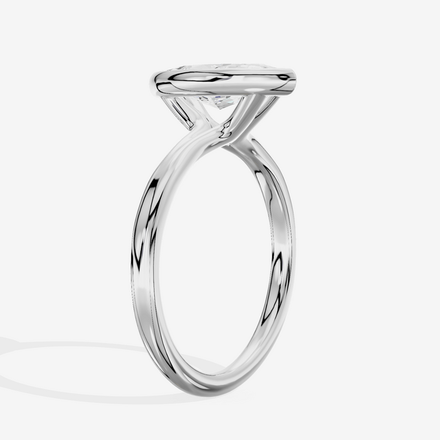 Coeurine Bezel 2mm Marquise Solitaire Engagement Ring in Platinum
