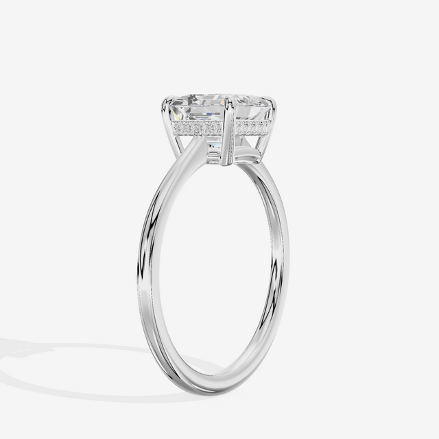 Promezza Hidden Halo Asscher Engagement Ring (1/20 ct. tw.) in 14K White Gold