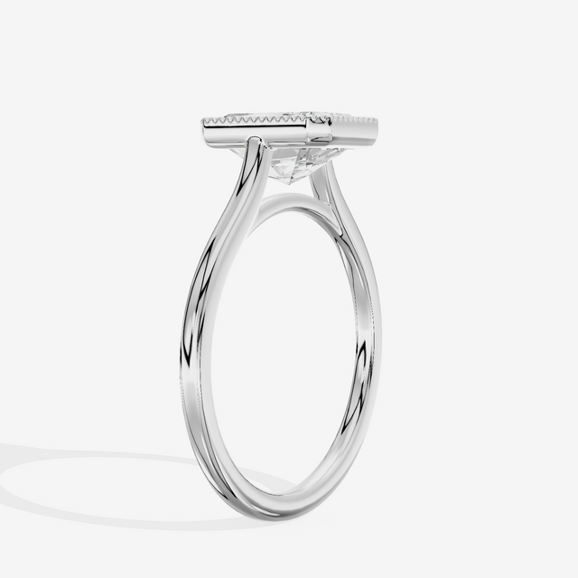 Modern Coeurine 1.5mm Radiant Bezel Engagement Ring in Platinum