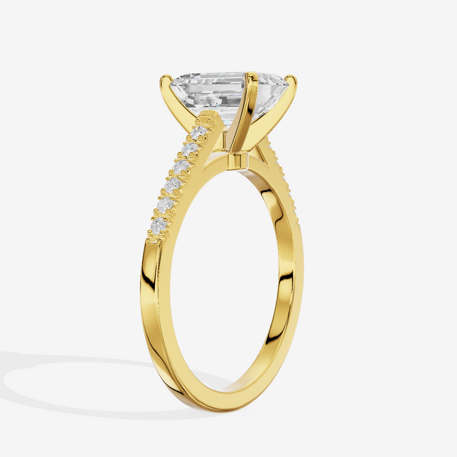 Sworn Vowsae Emerald Engagement Ring with Side Stones (1/10 ct. tw.) in 14K Yellow Gold
