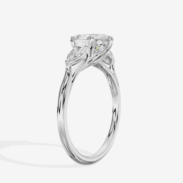 Luxe Sincere Three Stone Oval Engagement Ring (2/5 ct. tw.) in Platinum