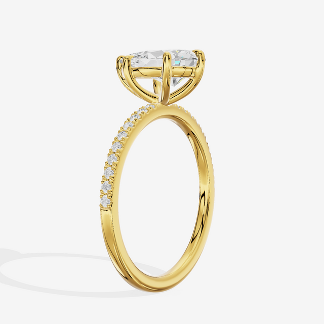 Tender Vowsae Pear Engagement Ring with Side Stones (1/8 ct. tw.) in 18K Yellow Gold